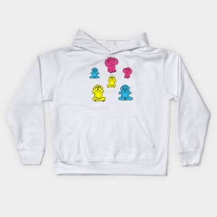 Colorful monkeys over white Kids Hoodie